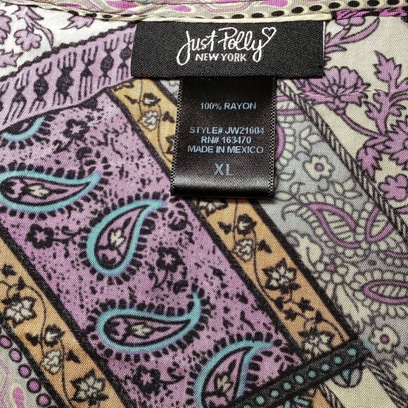 Boho Chic Patchwork Wrap Top - Vibrant Purple & Orange Patterns - Picture 9 of 9